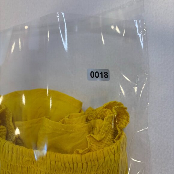 Elodie Women Tank Top Yellow Smocked Square Neck Peplum Medium Excellent - Picture 10 of 10